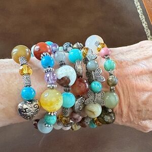 Handcrafted Colorful SpiralWire Beaded Bracelet.